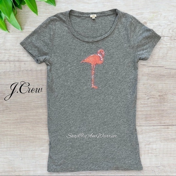 J.Crew sequin coral flamingo gray t-skirt *shop@iamwarrior - Picture 5 of 10